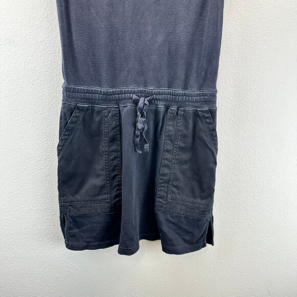 James Perse Sleeveless Black Dress Knit Denim Pockets Tie Waist Size 0 XS - Picture 4 of 12